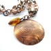 Oxidized Copper Floral Pendant Necklace Topaz Glass Leaf