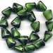 Vintage Green Glass Beads 12mm Green & Black Twists - W. G.