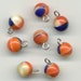 Vintage 7mm Beads or Buttons - Orange, Navy Blue & Cream Mix