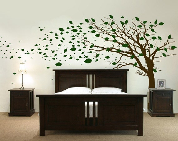 Tall Tree with Leaves Blowing in the Wind Wall Decals Your