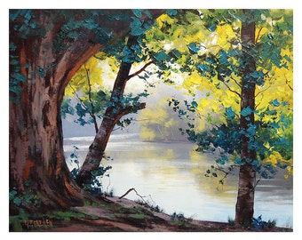 OIL PAINTING TUMUT River Australia Landscape Painting by G.Gercken Award winning Artist
