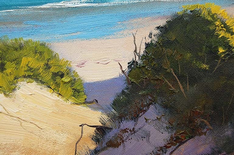 Summer Beach Dunes Original Oil Painting by Award winning