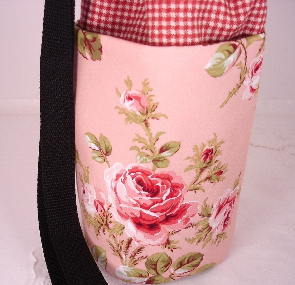shabby chic rose large water bottle or wine bottle carrier shabby chic rose large water bottle or wine bottle carrier