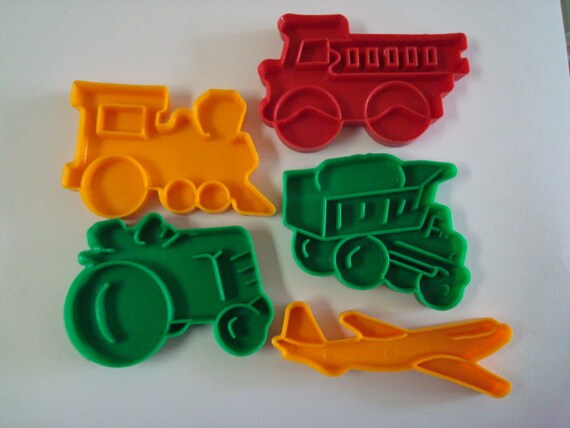 Vintage Cookie Cutters Train Plane Fire Truck by VintageCharmPlace