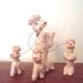 Vintage Pink Poodle with Blue Rhinestone Eyes and 3 Puppies