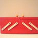 Vintage Red Wooden Accordian Sewing Notions Jewelry Box