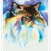 CAT fine art pet portrait print watercolor painting Himalayan Seal Point Kitty