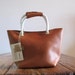 Hand Stitched Simple Leather Rope Handle Tote - Caramel Brown -