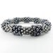 Bead Crocheted Bangle Color-blocked in Grey & Hematite - Item 1139
