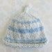 PREEMIE B0Y HAT - to fit babies weighing 3 to 7.5 lbs (1.5 to 3.5 Kg) / 30 to 42 weeks - (blue cotton yarn) - suitable for "Kangaroo Care"