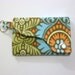 Tri-fold Credit Card / Business Card Holder/ Wallet/ Keyfob made w/ Designer fabric Olive Kashmir