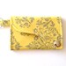 Tri-fold Credit Card / Business Card Holder/ Wallet/ Keyfob made w/ Designer fabric Park Fountains in Mustard
