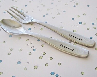 personalized baby spoon and fork set