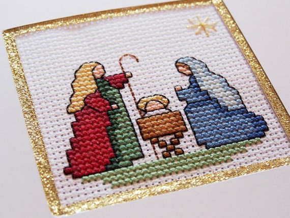 Nativity Cross Stitch Greeting Card