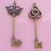 2 Skeleton Key Pendant Twist Top Antique Bronze (No. 34/40B)