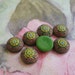 Small Vintage 8mm Czech Opaque Jade Green Mosaic Flat Back Cabs with Etched Design (2 pieces)