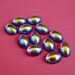 Vintage 18x13mm Ruby Red AB Fire Polish Gold Foiled Flat Back Glass Oval Cabs (3 pieces)