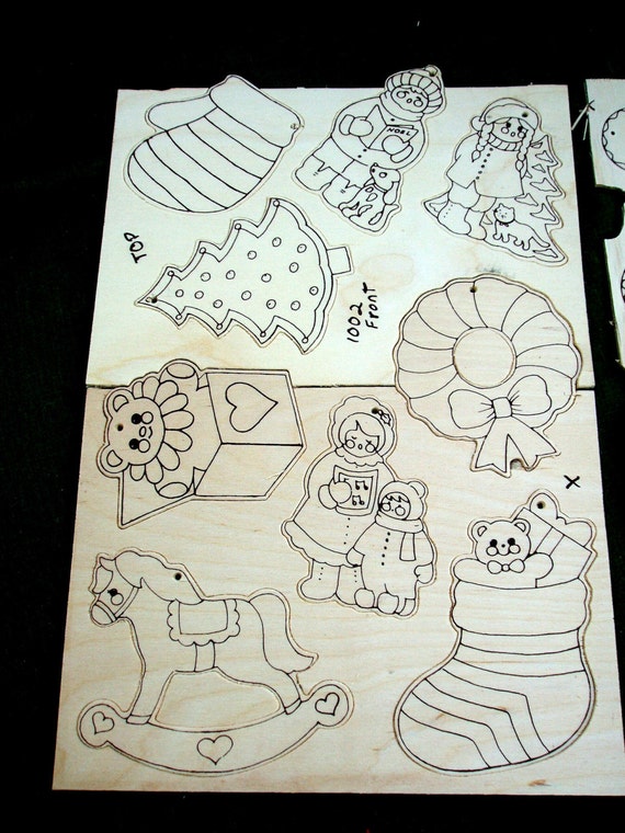 Vintage Paint by number wood Christmas ornament kit