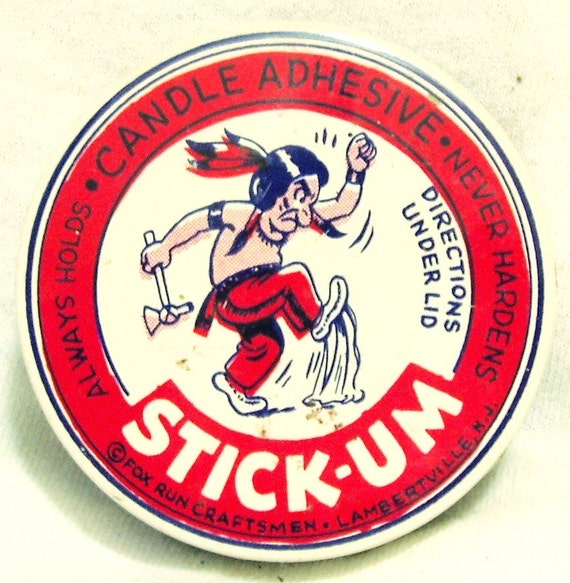 um stick Adhesive  Indian American Native Tin  Tin,   Um  Candle Vintage  Stick