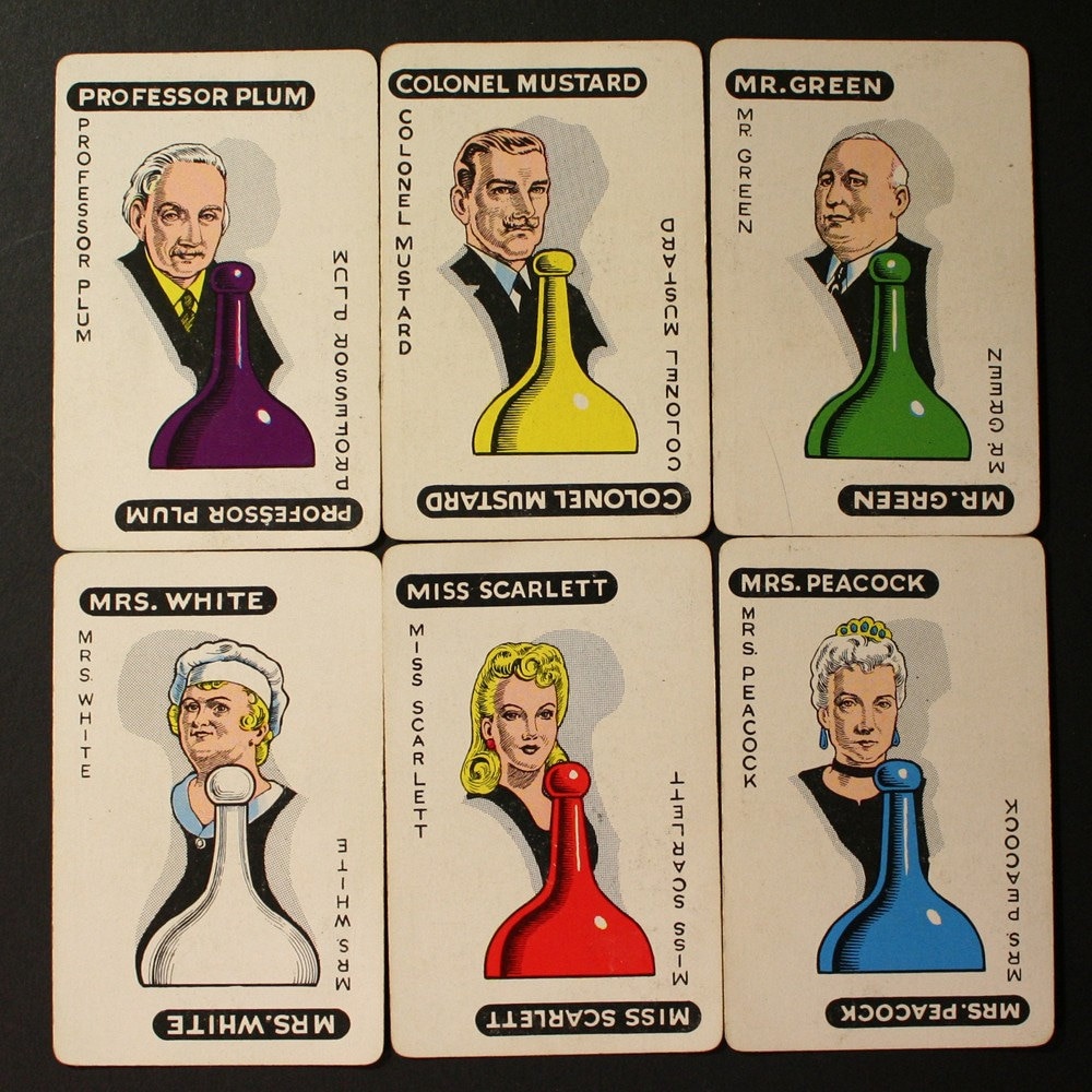 Vintage Clue Character Cards