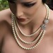 Long Ivory Pearl Bridal Necklace Swarovski Rhinestone Beautiful Cecily. Made to order for you 3-4 weeks turnaround.