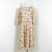 1970s Secretary Dress Geometric Print Day Dress M L Tan Light Brown