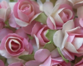 Paper Flowers 24 Small Millinery Roses Pink Mix