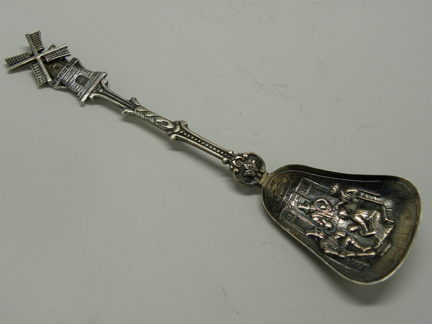 Antique Dutch Windmill Silver Sugar Spoon by Coloradofinds