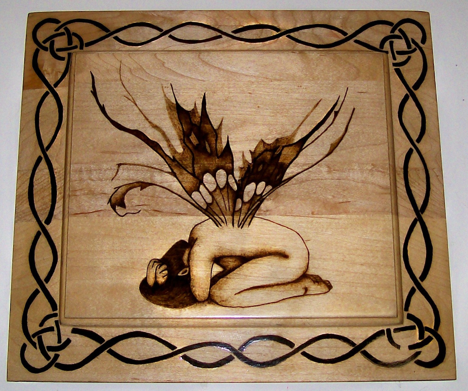 Woodburning Or Pyrography Collapsed Fairy Faery With Tattered