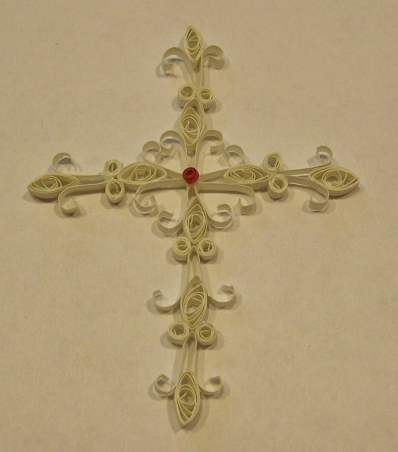 Handmade Quilling or Quilled Cross Ornament Package Topper
