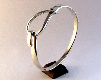 Sterling Silver Bracelet, Small Loop Latch Cuff