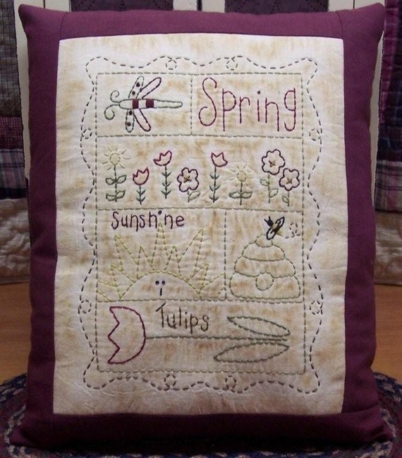 Spring Sampler-Primitive Stitchery Pattern OR E-PATTERN
