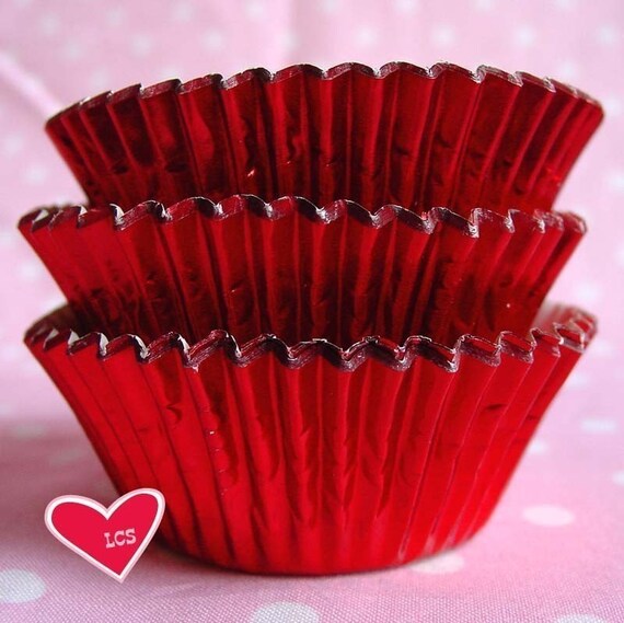 45 Metallic Red Foil Cupcake Liners by on Etsy