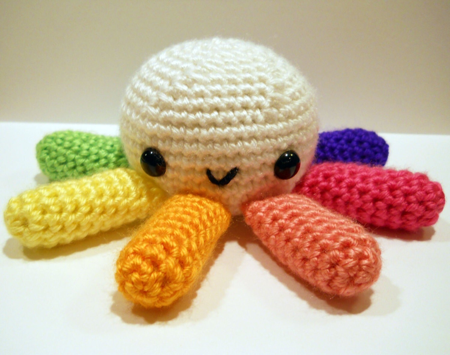 Big Octopus with Rainbow Tentacles Amigurumi Crochet Plushie