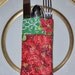 Silverware Holder Christmas Holiday Red Green Poinsetta Fabric (Set of 2)