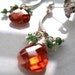 Emerald and Fire Orange crystal post earrings On Sale sterling silver dangle, heart shaped briolette with 5 genuine emerald rondelles