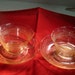Depression Glass - Stippled Rose Band - Pair - Amber Cups and Saucers MacBeth Evans Glass Co 1930 -