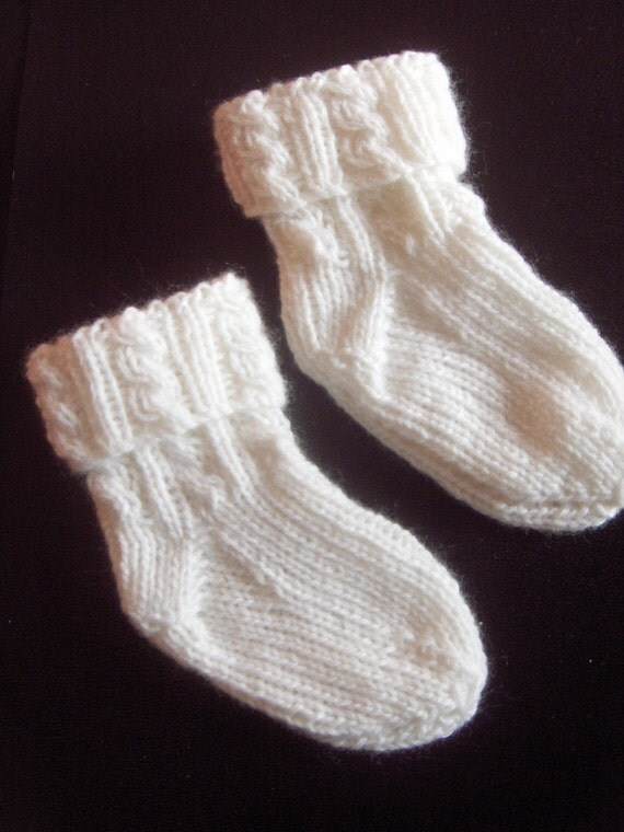 Pure Cashmere Baby Socks 03 months Off White by scottishcraft