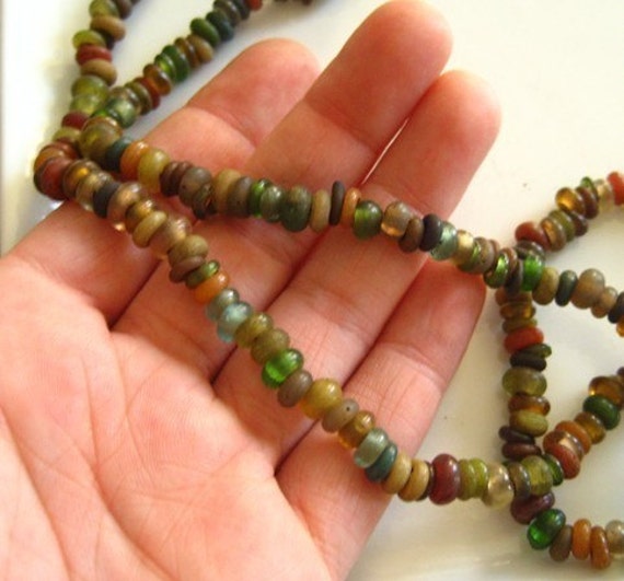 glass beads rondelle Mix Raw rustic beads lampwork Glass