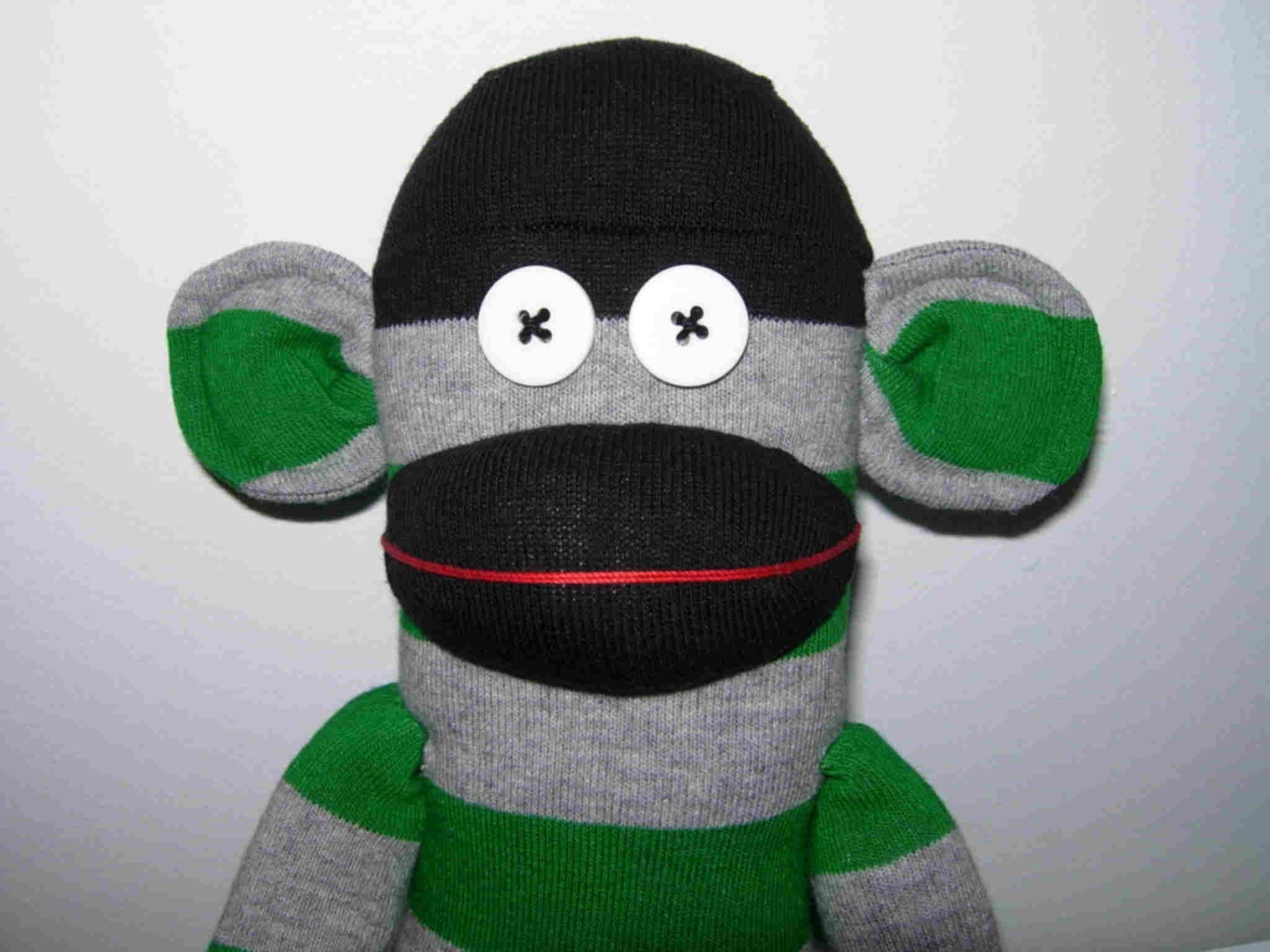 Green Stripe Sock Monkey