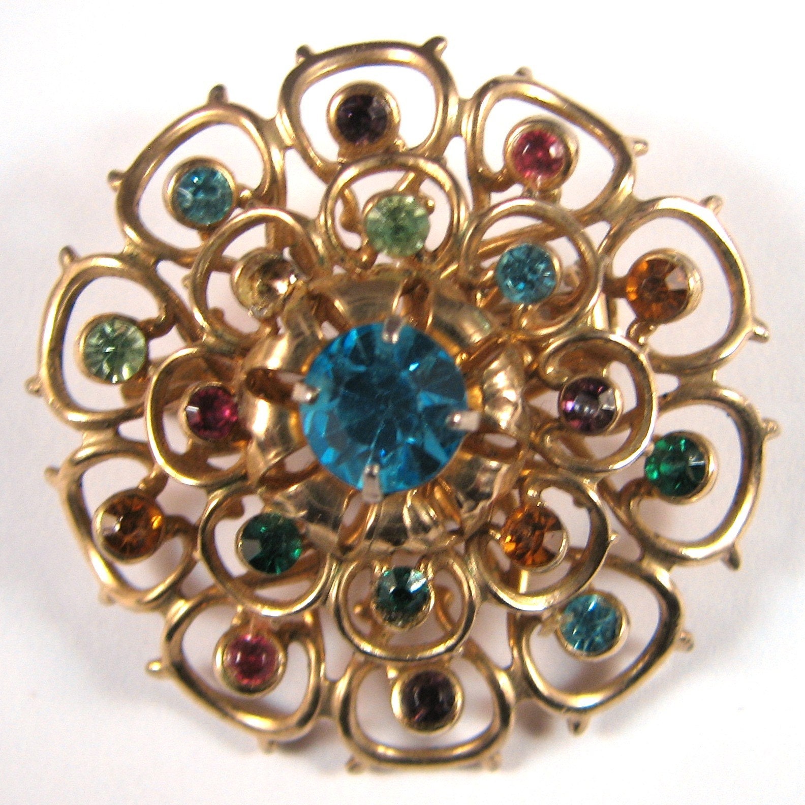 Vintage Brooch CORO Rhinestone Flower Pin Costume Jewelry