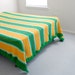 RESERVED LISTING 1970s vintage heavy tapestry bold stripe fringe BEDSPREAD