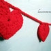 RESERVED for Kim - 2 Heart Buntings for Valentine's Day in Bright Red - Crocheted Home Decor - Wall Hanging Banner- by lostsentiments