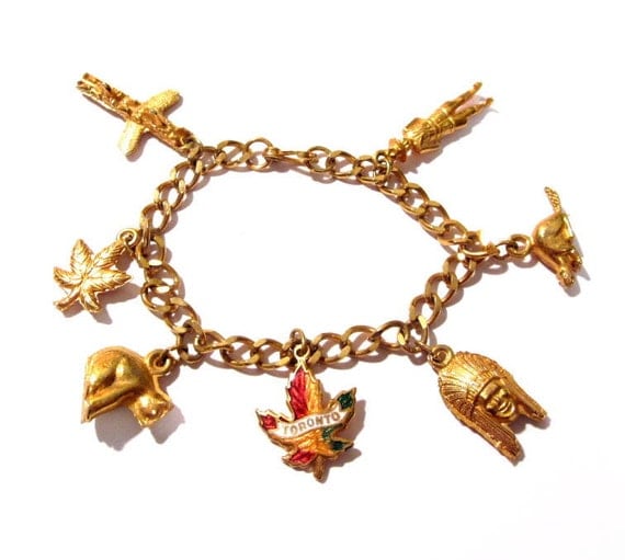 Vintage Charm Bracelet Canada Native American Souvenir