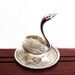 Vintage Ring Holder Jewelry Tray / Silver Plated Metal Rhinestone Swan