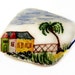 Vintage Porcelain Brooch, Folk Art Painting Pin