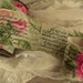 French Script on Roses Hand Stamped Ribbon Hand Stamped Trim Paris (0293)