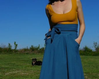 Pretty Birdie's High Waisted Pocket Bamboo Swing Skirt