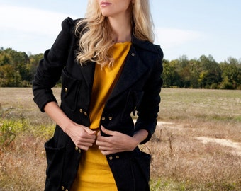 Pretty Birdie's Herringbone Hemp Twill Coat