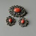 Vintage Southwestern Silver Brooch & Earrings Niello Finish